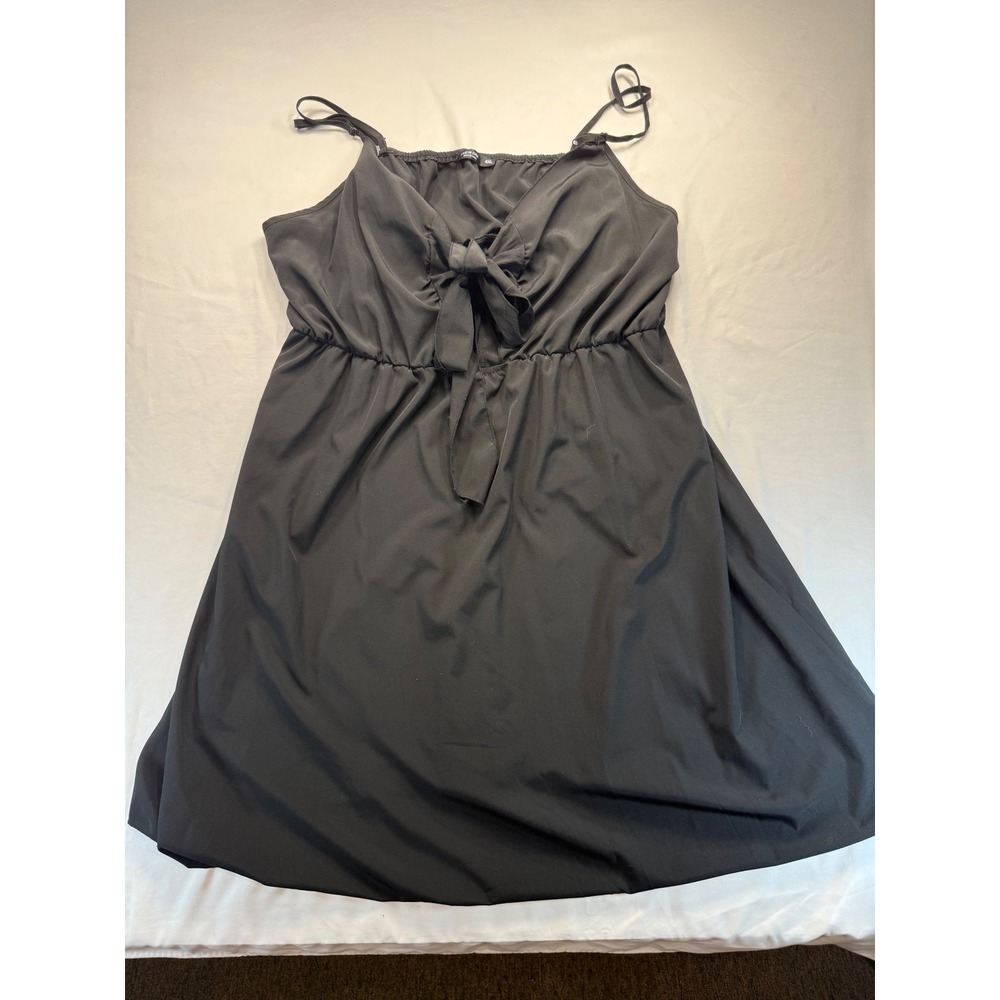 Shein Curve Womens Black Tie Front Cami Dress Plus Size 4XL Adjustable Straps